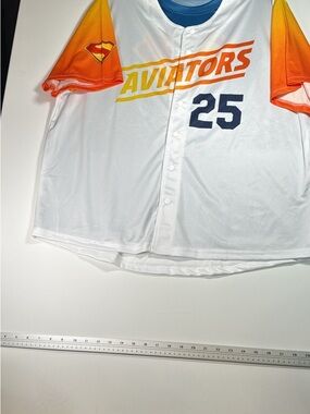 Men's White Baseball Jersey with Orange Gradient Sleeves - #25
